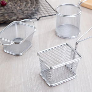 Mini panier à frites <span class=keywords><strong>Gourmet</strong></span> carré en métal frites BBQ Snack pour cuisine et restaurant pour aliments occidentaux frits et collations occidentales - Product Image 1