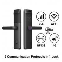 Serrure de porte intelligente pour hôtel en gros avec WiFi, LoRa, 4G, BLE, RF433 pour système de gestion de propriétés (appartements, campus)