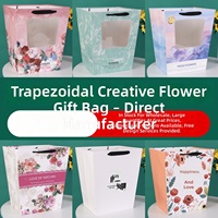 Sac à fleurs trapézoïdal personnalisé avec logo, emballage imperméable pour bouquet, sac en papier pour fleuriste
