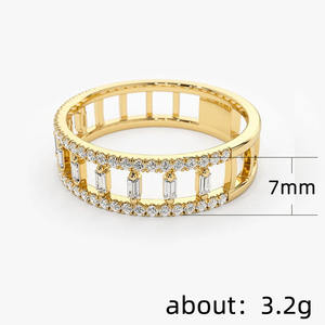 Anello da Donna F442 in Oro Massiccio 18K con Diamanti Taglio Baguette Colore G Naturale Classico per Matrimonio - Product Image 5