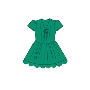 GSD4001 Vestido infantil personalizado de boutique para niña, con estampado de sandía y rayas azules, conjunto de ropa para niña pequeña con mangas voladas, venta al por mayor - Product Image 6