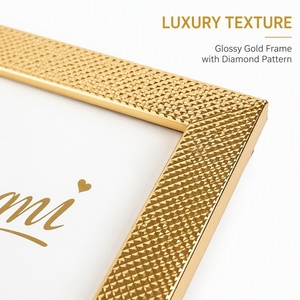<b>Gold</b> Grid Textured PS Foam Photo <b>Frame</b>, <b>A4</b> Size (21×29.7cm) - Tabletop & Wall Mountable - Product Image 3