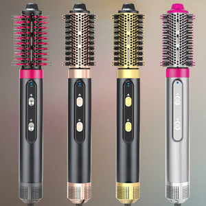 Professional 4-in-1 Interchangeable Electric Hot Air Hair Styler Straightening &amp; Curling Dryer Brush Factory <strong>Multi</strong> Styler - Product Image 4