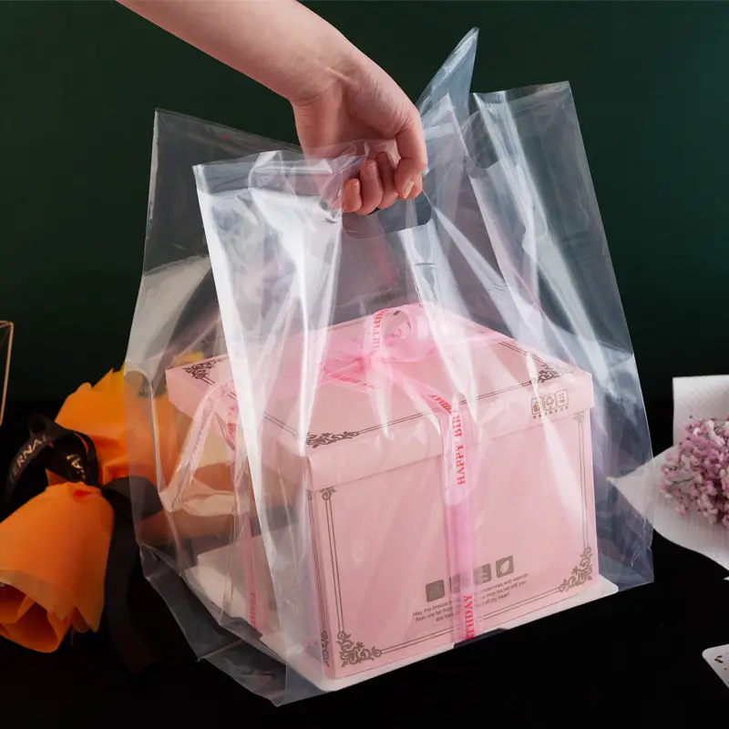 Özel toptan tatlı ambalaj plastik torba 4/6/8/10in kek pişmiş gıda paket servisi olan restoran ambalaj şeffaf plastik torba için kek