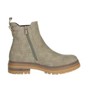 Botines de mujer de caña baja en gamuza color taupe estilo Chelsea con tirador y suela de goma - Product Image 4