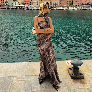 Vestido Largo Maxi de Punto Floral con Cintura Natural Fruncida para Mujer, Sexy y Chic, Ideal para Vacaciones y Fiestas, Precio Bajo al por Mayor - Product Image 2