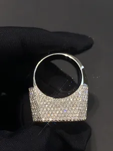 Custom Letter Iced Out Ring 9k White Gold Men Jewelry Vvs Real Diamond Hip Hop Ring