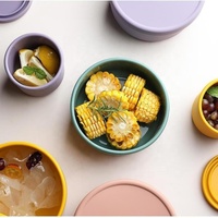 Boîte de conservation alimentaire ronde réutilisable entièrement en silicone, qualité alimentaire, résistance aux hautes températures, boîte à lunch bento avec couvercle