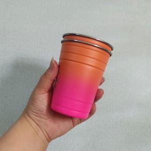 Stainless Steel White Pint Cups Laser Engravable Custom Engraved logo Printed Red Color Pong Beer Cup 500ml 400ml 600ml 350ml - Product Image 3