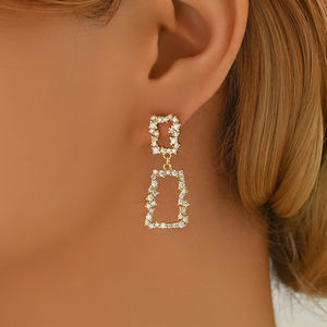 New Elegant Simple Copper Geometric Stud <b>Earrings</b> with Luxury New Design Zircon <b>Drops</b> <b>Fashion</b> Jewelry for Party Cocktail Gifts - Product Image 2