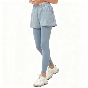 2 合 1 瑜伽打底裤短裤和长裤女式运动服长裤适合健身房健身 - Product Image 3