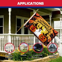 Drapeau personnalisé économique 3x5 pieds pour Halloween, maison hantée, bannière de fond extérieure en polyester robuste pour fête