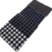 Fournisseur de tissus en gros, tissu jacquard à carreaux brillant, laine/polyester, noir, gris, pour vêtements, 4965
