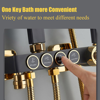 Vente chaude Salle De Bains Système De Douche Noir Or Mitigeur Robinet Chaud Froid Salle De Bains Robinet Thermostatique Ensemble De Douche