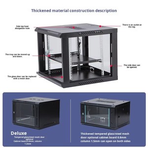 Gabinete de Datos Modular de Acero SPCC Reforzado de 6U, Montado en Pared, con Puerta de Vidrio Templado con Cerradura y Parte Superior de Malla Ventilada, para Oficina en Casa - Product Image 4