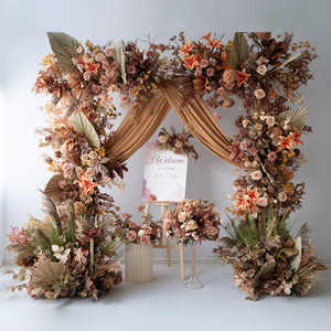 <span class=keywords><strong>Arco</strong></span> Decorativo EG-E32 para Bodas, Eventos, Cumpleaños, Propuesta de Matrimonio, Ceremonias, con Marco de Madera, Flores Artificiales, Color Café - Product Image 1