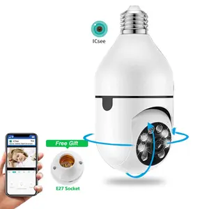 E27 Socket Lightbulb Camera 360 Wi-Fi Outdoor Wireless wifi with Color Night Vision, Motion&Siren Alert, Auto Motion Tracking