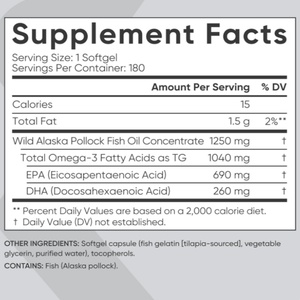 Huile de poisson Omega 3 en gélules OEM 1250mg 1040mg EPA <span class=keywords><strong>DHA</strong></span> Améliore la mémoire et le sommeil Renforce l'immunité Capsules d'huile de poisson triple concentration - Product Image 5
