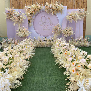 Bola de flores de seda Conjunto floral Carretera Plomo Púrpura Rojo Arco de lujo Arreglo de hilera de flores Boda Isla Corredor de flores para arco - Product Image 6