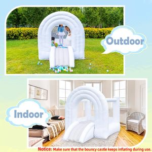 Castillo Inflable Blanco Comercial para Bodas, Castillo de PVC Inflable para Jugar, Combinación de Tobogán y Castillo Inflable con Arcoíris para Niños, Precio de Fábrica - Product Image 4