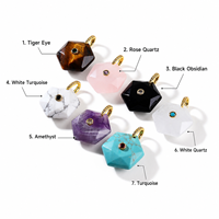 Composants classiques pour la fabrication de bijoux : Pendentif hexagonal en plaqué or 18 carats avec pierres précieuses naturelles multiples et zircon incrusté pour collier DIY