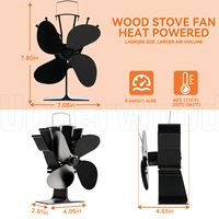 [Vérifié] Ventilateur de poêle à bois moderne en aluminium noir mat à haute efficacité, alimenté par la chaleur, pour usage intérieur