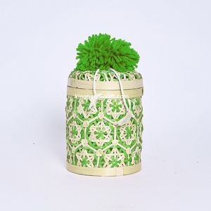 Handcrafted Eco-Friendly Modern Bamboo Round <b>Storage</b> <b>Box</b> with Lid | Ramadan Eid Gift Basket for Luxury Treats Chocolates - Product Image 6