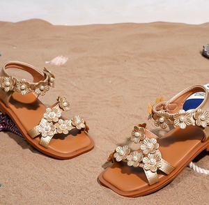 Nouvelles sandales d'été pour enfants, en cuir PU, à fleurs, mode, pour filles - Product Image 5