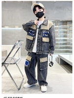 Jongens 4-15 jaar oud winterpak met denimprint, casual stijl kinderkledingsets