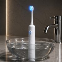 Brosse à dents électrique sonique rechargeable Luxsmile avec logo personnalisé, brosse à dents électrique premium pour adultes, lumière bleue et rouge