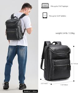 Vegetable Tanned <b>Leather</b> <b>Backpack</b> For <b>Men</b>, 15.6" <b>Leather</b> Laptop <b>Backpack</b> Hiking Travel Bag Camping Rucksack - Product Image 4