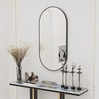 Miroir Mural Cadre en Verre Argenté Écologique 5MM pour Salon Moderne avec Console Table en Marbre