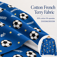 Tissu en molleton bouclette lourd à impression numérique motif football, tissu en molleton bouclette personnalisé tricoté respirant pour vêtements de sport