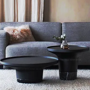 Минималистичный скандинавский боковой столик набор из 2 металлических черных круглых журнальных столиков для гостиной