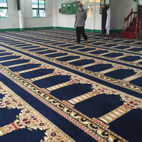 Tapis de mosquée antidérapant teint en masse, tapis d'église doux fabriqué à la machine, design lavable, tapis musulman en nylon mur à mur