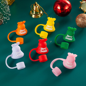Nueva tapa de paja con temática navideña para Copa Stanley, tapa de pajita de silicona con forma de manzana de 10 mm para regalos de Navidad - Product Image 5