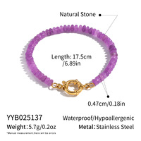 Bracelet en pierres naturelles avec fermoir à ressort en acier inoxydable plaqué or, étanche, empilable, cadeau pour femme