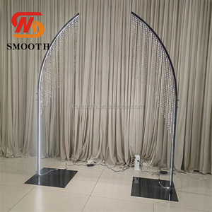 SMOOTH Factory <b>Wedding</b> Entrance Backdrop Metal Stand Walkway LED Light Arch <b>Frame</b> Beads Curtains Backdrop - Product Image 3