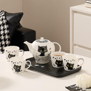 Service à thé en céramique, coffret cadeau mignon, design élégant pour Instagram, ensemble théière pour le thé de l'après-midi - Product Image 4