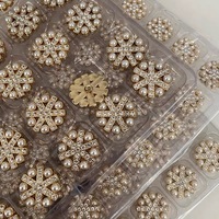 Diskon besar kristal cantik Bling berlian imitasi bentuk bunga kancing mutiara