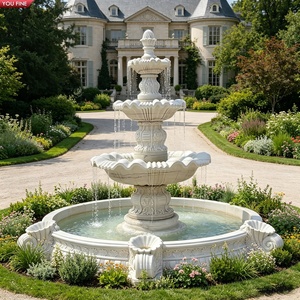 <span class=keywords><strong>Fontaine</strong></span> <span class=keywords><strong>en</strong></span> marbre sculpté à trois niveaux YOUFINE avec bassin à quatre feuilles, centre de jardin classique pour la cour d'hôtel - Product Image 6