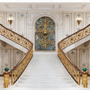<span class=keywords><strong>Rampe</strong></span> d'<span class=keywords><strong>escalier</strong></span> personnalisée de luxe en laiton et en cuivre pour une utilisation intérieure et extérieure pour les mains courantes de balcon et de porche - Product Image 1