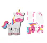 VOSAN Créez votre propre puzzle 3D licorne, kit d'artisanat DIY pour enfants, assemblage en carton, jouet éducatif pour garçons et filles