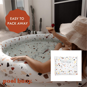 Terrazzo Print Round <b>Inflatable</b> <b>Pool</b> <b>for</b> Adults Kids and Pets Backyard Summer Fun - Product Image 2