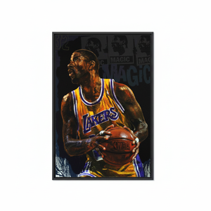 Magic Johnson Stained Glass Style Printed Canvas: Basketball Wall Art,<b>BLACK</b> <b>FRAMED</b> CANVAS - Product Image 2