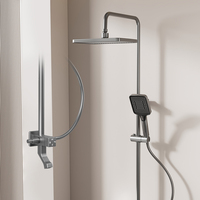Ensemble de douche gris anthracite en aluminium spatial, direct usine, 3098, avec robinet de baignoire élégant et accessoires de salle de bain