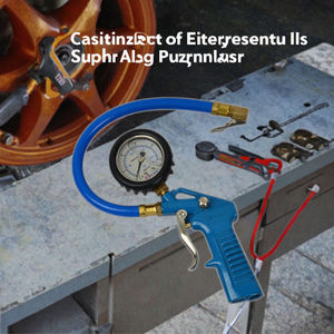 220 psi उच्च गुणवत्ता एल्यूमीनियम मिश्र धातु डायल कार गन-प्रकार शॉकप्रूफ टायर दबाव गेज के साथ pvc hose प्रमाणित - Product Image 4