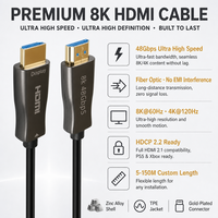 Câble HDMI optique actif AOC 8K HDMI2.1 48 Gbps 8K60Hz 4K120Hz EARC HDCP2.3 Longueur personnalisée