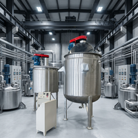 Cuve de mélange en acier inoxydable monocouche avec agitateur à ancre et à pales, pompe, moteur et chauffage électrique pour la cuisson et le mélange du chocolat
