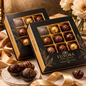 Caja de Regalo de Trufas de Lujo con Logotipo Personalizado, Caja de Chocolate de Papel Rígido con Almohadilla, Caja de Cokolata, Kutusu Luks, Caja para Bombones - Product Image 3